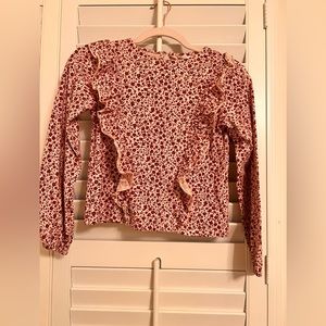 Kids Ruffled Floral Top Oyster White | Zara Size 10